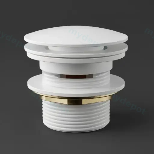 40mm Bath Pop-Up Plug With Removabel Waste With Overflow Gloss White