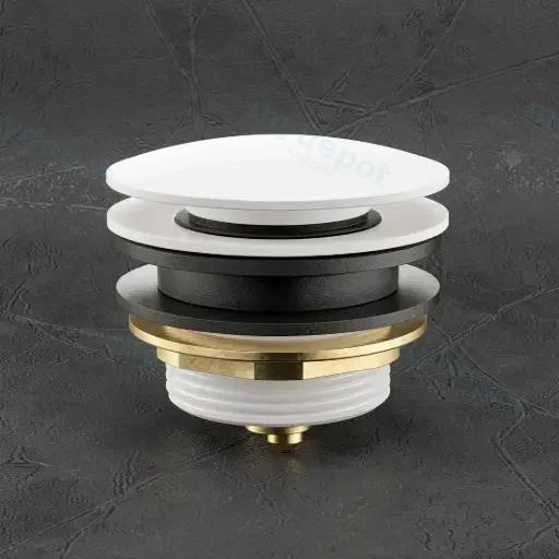 40mm Bath Pop-Up Plug With Removabel Waste No Overflow Gloss White