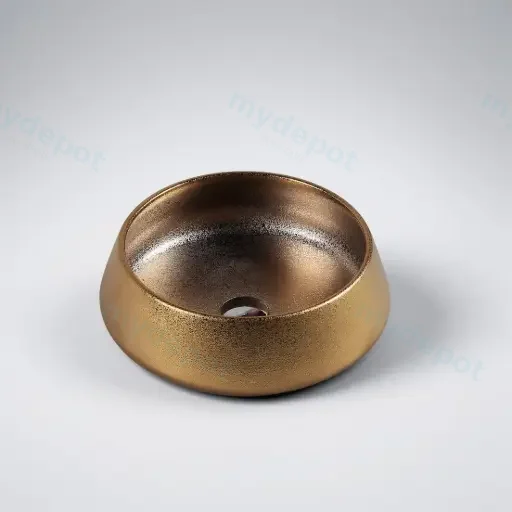 410*410*140mm Counter-Top Circular Art Gold Basin