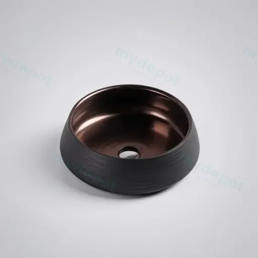 410*410*140mm Counter-Top Circular Art Matte Black Basin