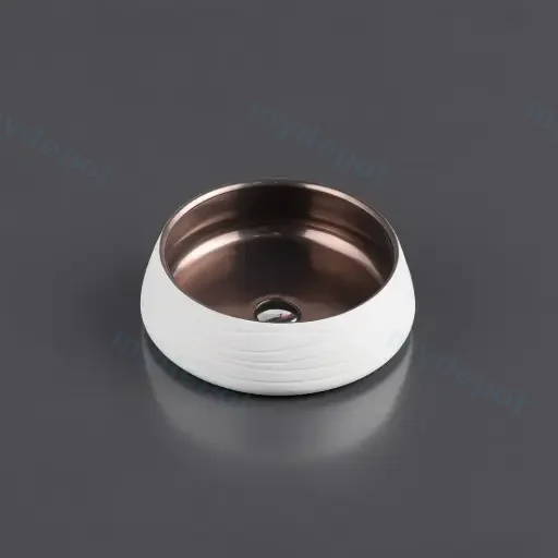 410*410*140mm Counter-Top Circular Art White Basin