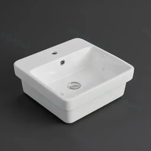 415*415*155mm Gloss White Kliff Fine Ceramic Insert Basin Tap Hole Overflow,32mm Waste