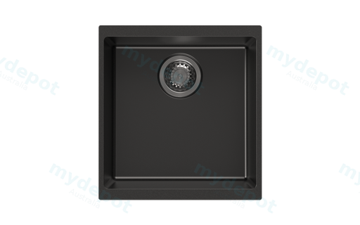 430*460*200mm Carysil Black Single Bowl Granite Kitchen/Laundry Sink Top/Flush/Under Moun