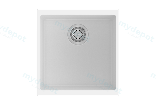 430*460*200mm Carysil White Single Bowl Granite Kitchen/Laundry Sink Top/Flush/Under Mount