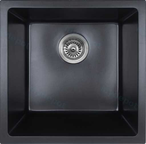 432*432*246mm Cora Black Undermount Granite Single Bowl Sink