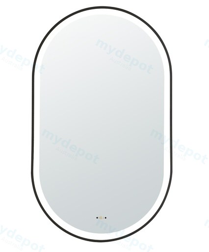 450(W)*900mm(H) Matte Black Ellips Framed LED Mirror