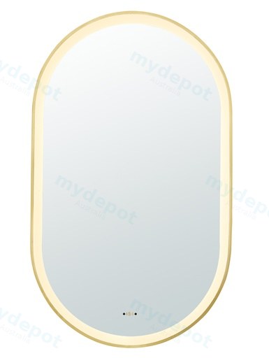 450(W)*900mm(H) Brushed Gold Ellips Framed LED Mirror