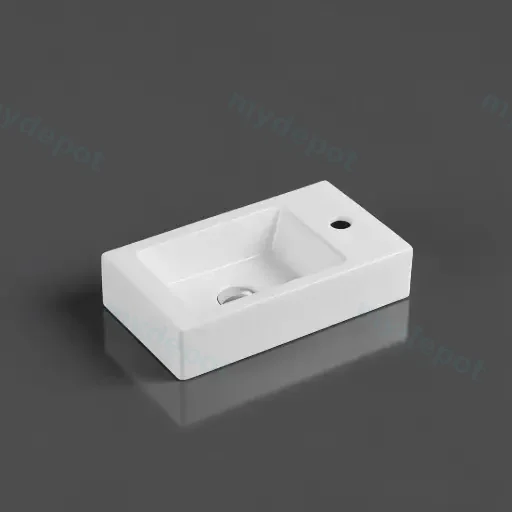 450*260*100mm Wall Hung Rectangular Basin With Right Side Mixer Hole