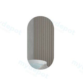 450Lx900Hx120Dmm Oval Matte Black 2PAC MDF 1 Door Shaving Cabinet