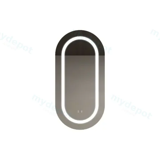 450mm Oval Matte White MDF One Door LED Shaving Cabinet