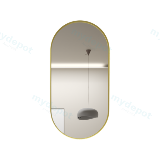 450×900mm Brushed Gold Framed Oval 3 Color Backlit LED Mirror With Touchless Sensor Switch