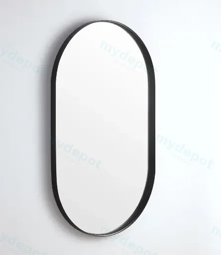 450X900X35mm Matte Black Ellips Frame Mirror