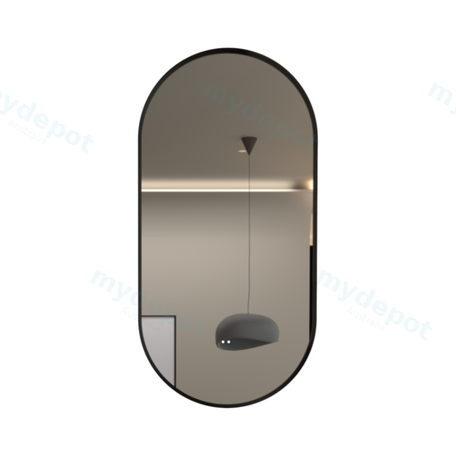 450×900mm Matte Black Framed Oval 3 Color Backlit LED Mirror With Touchless Sensor Switch