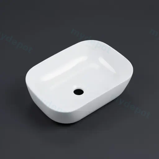 460x320x135mm Rectangle Gloss White Ceramic Above Counter Basin Non-overflow