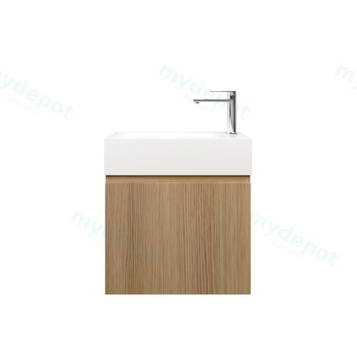 500mm Natural Oak Laminated Particle Board 1 Right Hinged Door Wall Hung Vanity Cabinet Only