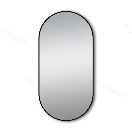500*1000mm Matte Brushed Black Oval Framed Mirror