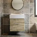 500mm White Oak MDF 1 Door Wall Hung Bathroom Vanity Cabinet Only
