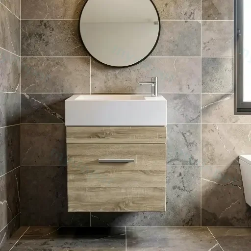 500mm White Oak MDF 1 Door Wall Hung Bathroom Vanity Cabinet Only