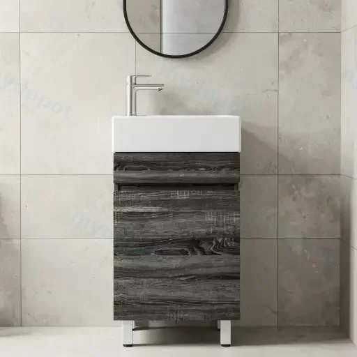 500mm Dark Grey MDF 1 Door Freestanding Bathroom Vanity Cabinet Only