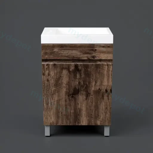 500mm Dark Oak MDF 1 Door Freestanding Bathroom Vanity Cabinet Only