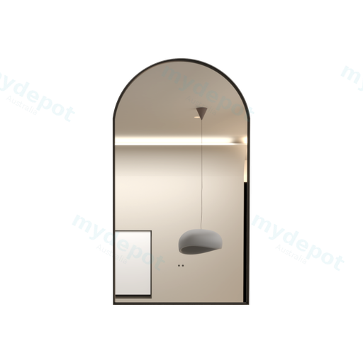 500x900mm Matte Black Framed Arch 3 Color Backlit LED Mirror With Touchless Sensor Switch