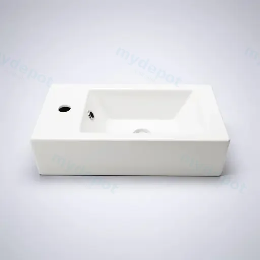 510Lx255Dx150Hmm Gloss White Ceramic Top Left Tap Hole