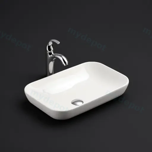 520*340*150mm Gloss White Kliff Fine Ceramic Insert Basin No Oerflow