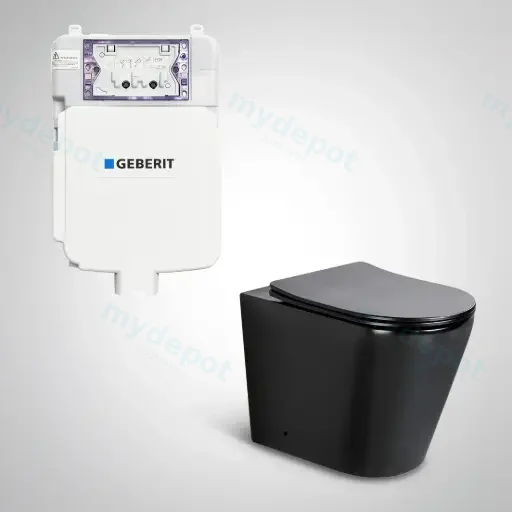 545*360*140mm Acadia Geberit Inwall Floor Toilet Suite Tornado Rimless Matte Back Wall Faced Floor Pan