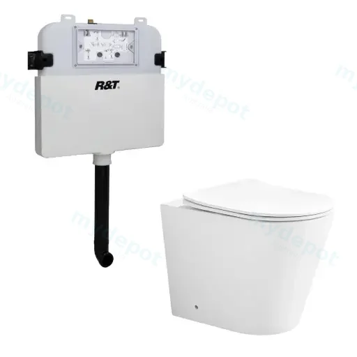 545*360*140mm Acadia R&T Inwall Floor Toilet Suite Tornado Rimless matte White Wall Faced Floor Pan