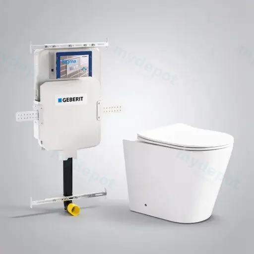 545*360*140mm Acadia Geberit Inwall Floor Toilet Suite Tornado Rimless Wall Faced Floor Pan