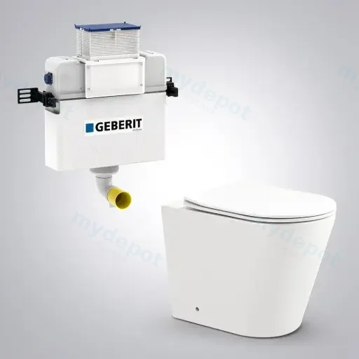 545*360*140mm Acadia Geberit Lower Counter Inwall Floor Toilet Suite Tornado Rimless Matte White Wall Faced Floor Pan
