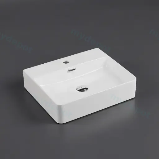 560*420*120mm Wall Hung Rectangular Basin With Mixer Hole