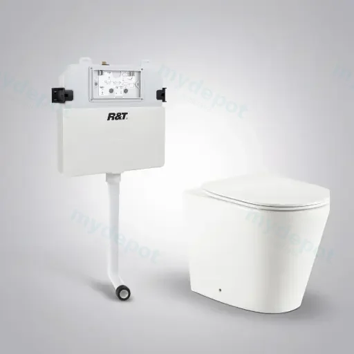 560X365X420mmAgena R&T Inwall Rimless Floor Toilet Suite Pan:Rimless Wall Faced Floor Pan