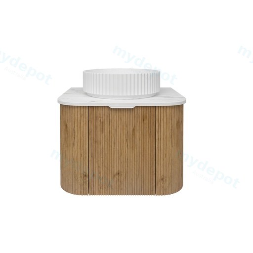 590*493*400mm Prime Oak Agena Fluted Wood Grain Wall Hung Vanities Soft Closing Drawer Pull Out With Handle
