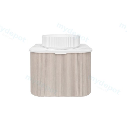 590*493*400mm Costal Oak Agena Fluted Wood Grain Wall Hung Vanities Soft Closing Drawer Pull Out With Handle