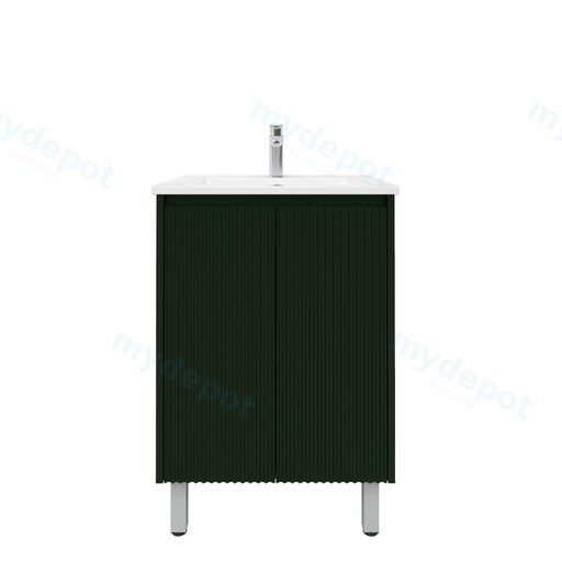 600mm Brio Freestanding Bathroom Vanity Cabinet Only PVC 2 Door Fluted Matte Black