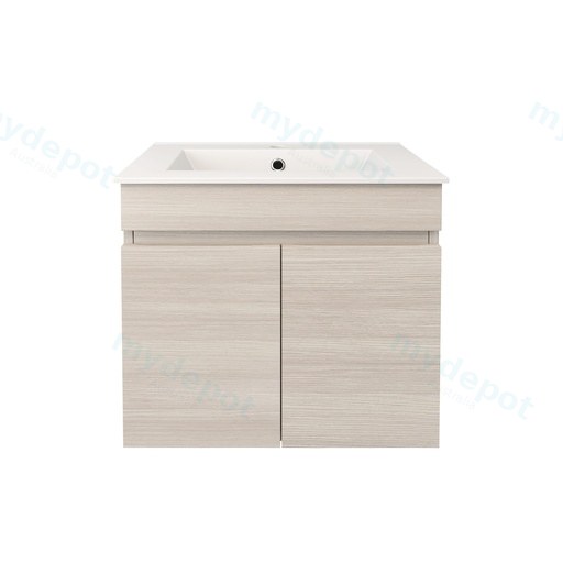 590X370X500mm Camden Modern Wall Hung Cabinet Coastal Oak,Soft Closing Finger Pull Doors