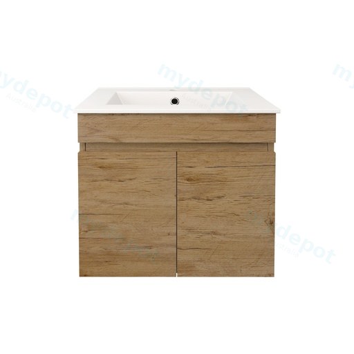 590X370X500mm Camden Modern Wall Hung Cabinet Prime Oak,Soft Closing Finger Pull Doors