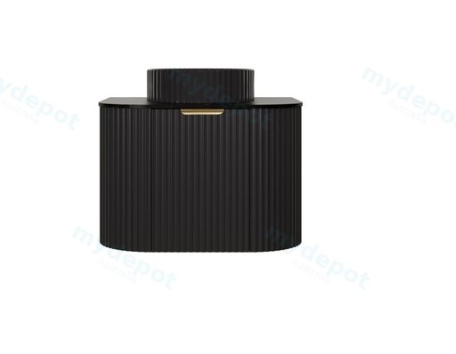 590X455X400mm Matte Black Agena Modern Fluted Wall Hung Vanity PVC Cabinet