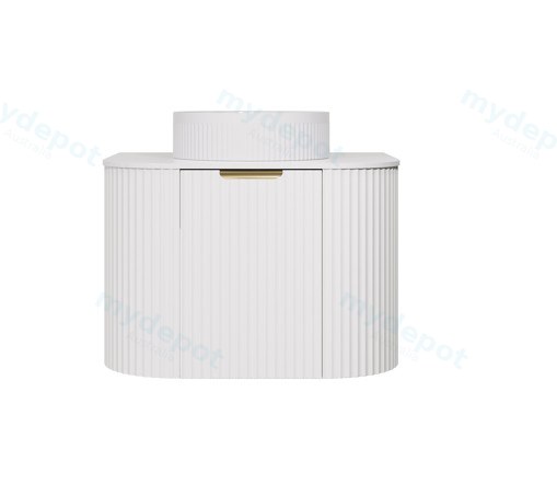 590X455X470mm Matte White Agena Modern Fluted Wall Hung Vanity PVC Cabinet