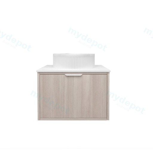 590x455x400mm Kliff Fluted Wood Grain Vanity Coastal Oak Soft Closing Drawer Pull Out With Handle