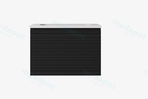 590x455x480mm Matte Black Crete Modern Fluted Wall Hung Vanity PVC Cabinet