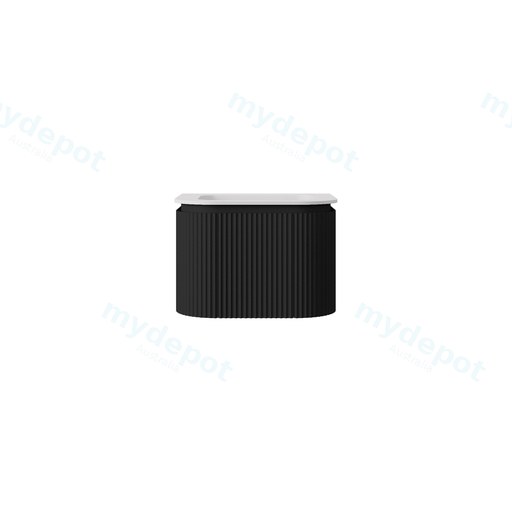 590x495x400mm Matte Black Estella Modern Wall Hung Vanity PVC Cabinet Soft Closing Door And Drawers