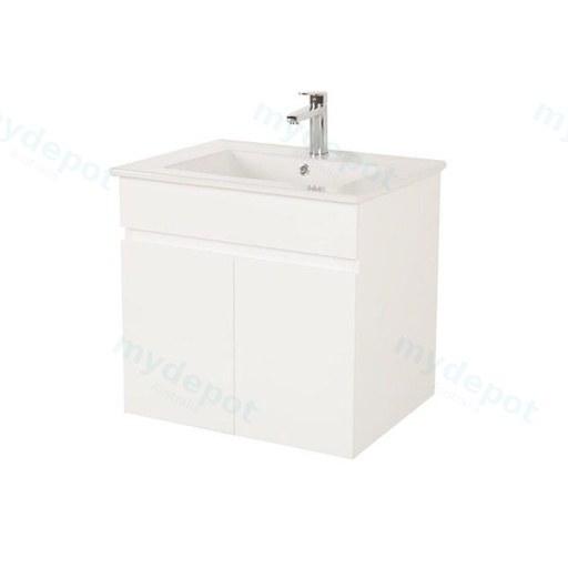 600*450*560mm Wall Hung Gloss White PVC Vanity  With Ceramic  Top