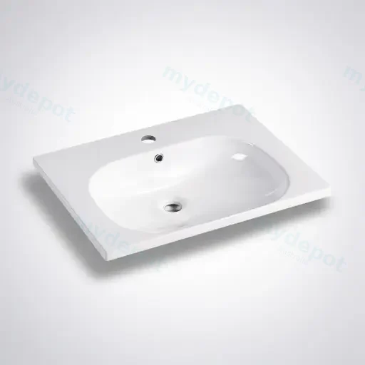 600x460x165mm Moon Basin Round Bowl Gloss White Ceramic Top