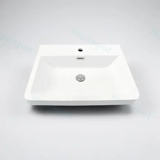 600mm O Shape Basin Poly Marble Top Round Edge