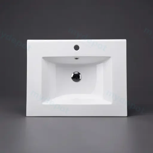 600*470*180mm Gloss White Ceramic Top With Mixer Hole