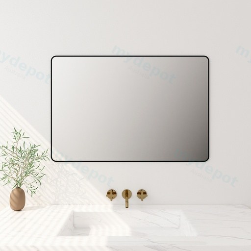 600*750*30mm Matt Black Aluminum Framed Rectangular Mirror