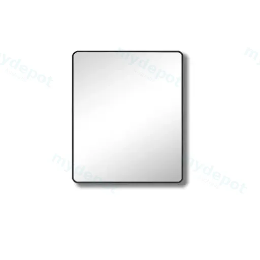 600X750mm Pencil Edge Rectangle Plain Mirror Matte Black Framed