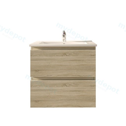 600mm White Oak MDF 2 Drawers Wall Hung Bathroom Vanity Cabinet Only